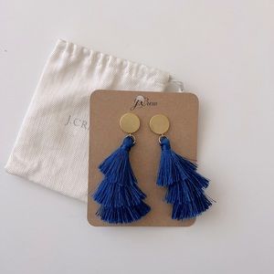 NWT Jcrew Electric Blue Tiers Tassels Drop Earrings